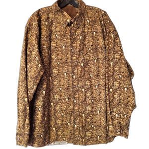 North River Men's Long Sleeve Button Down Buck Skull Print Size XL